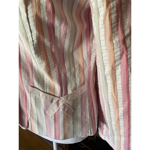 Lily Size Small‎ Blazer Pinstrike Cotton Blend Pink / White / Green - Picture 3 of 6